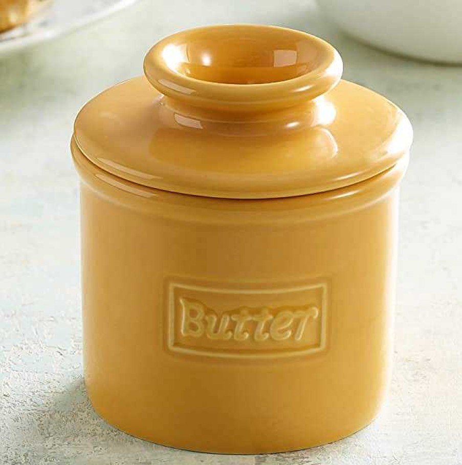 Kitchen Relish Decor | Cafe Butter Bell Crock - Golden Yellow