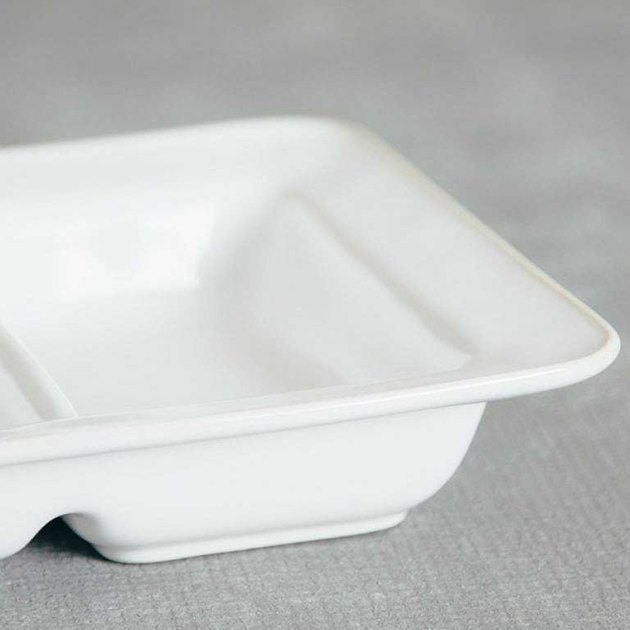 Table Relish Decor | Beja Divided Dish - White Cream