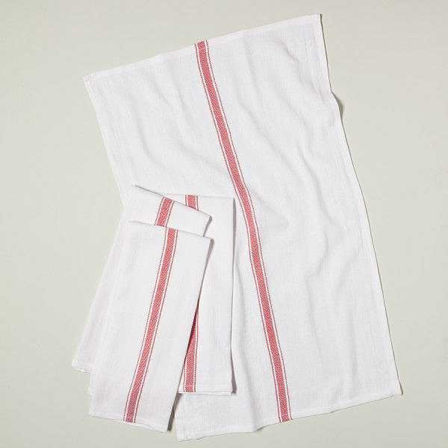 Kitchen Relish Decor | Brooklyn Stripe Towel Set - Poppy