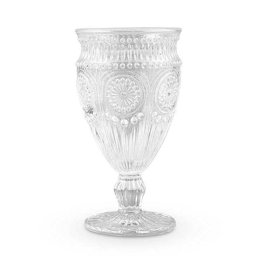 Table Relish Decor | Pressed Glass Wine Goblet - Clear