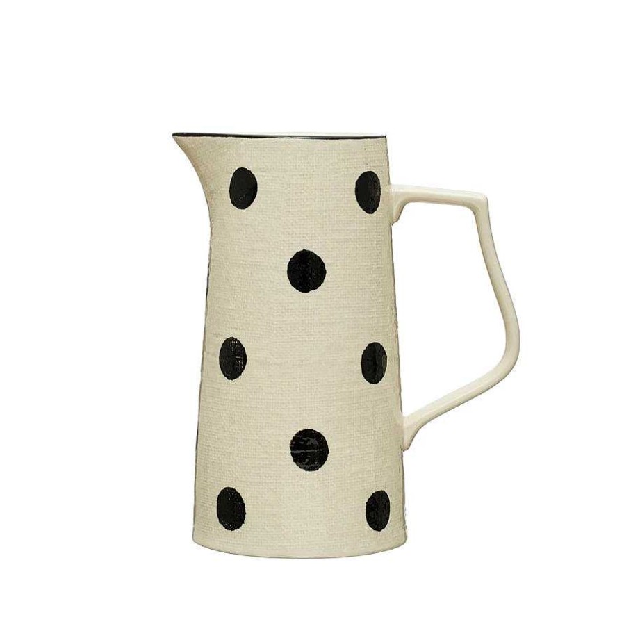 Table Relish Decor | Stoneware Pitcher - Dots