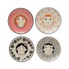 Table Relish Decor | Hand-Painted Stoneware Plate - Faces