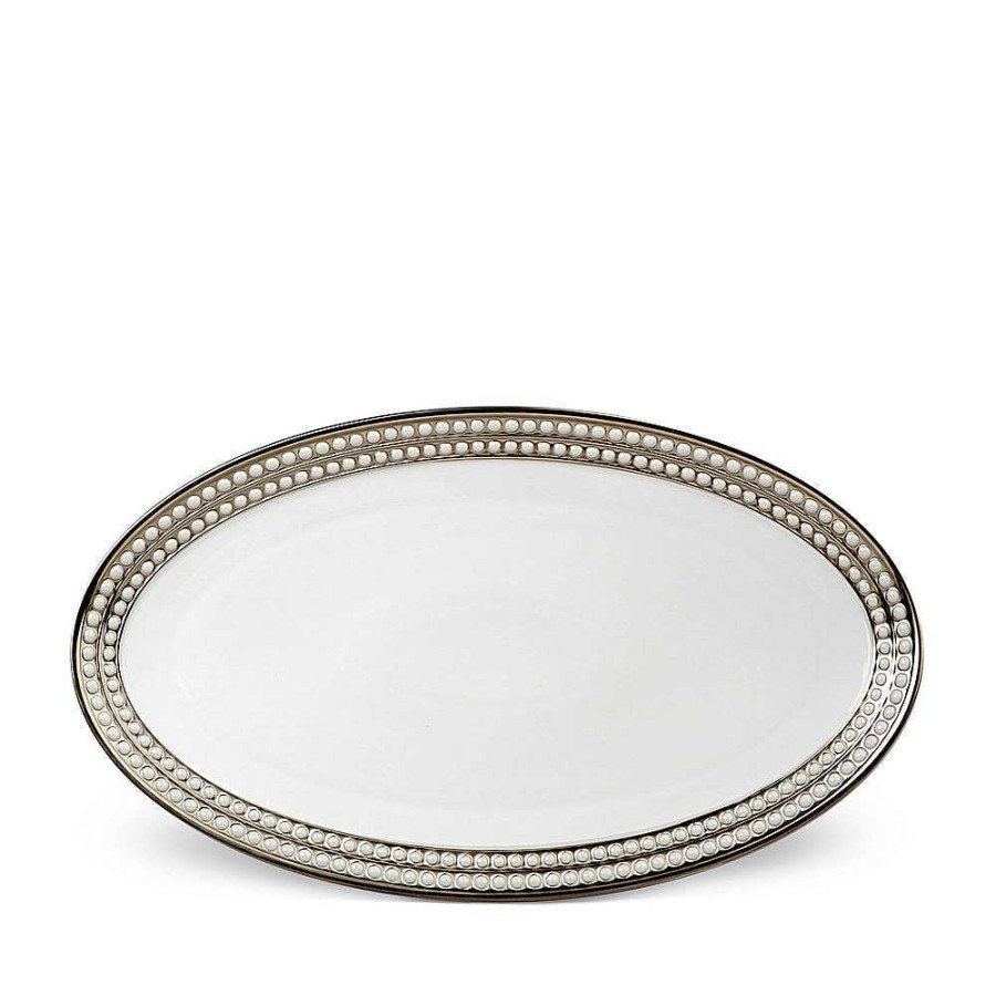 Table Relish Decor | Perl E Large Oval Platter - Platinum