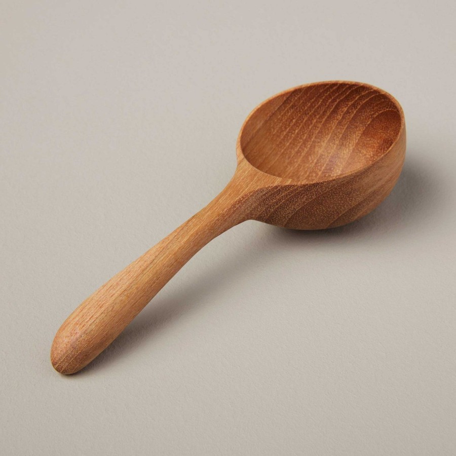 Kitchen Relish Decor | Teak Round Scoop