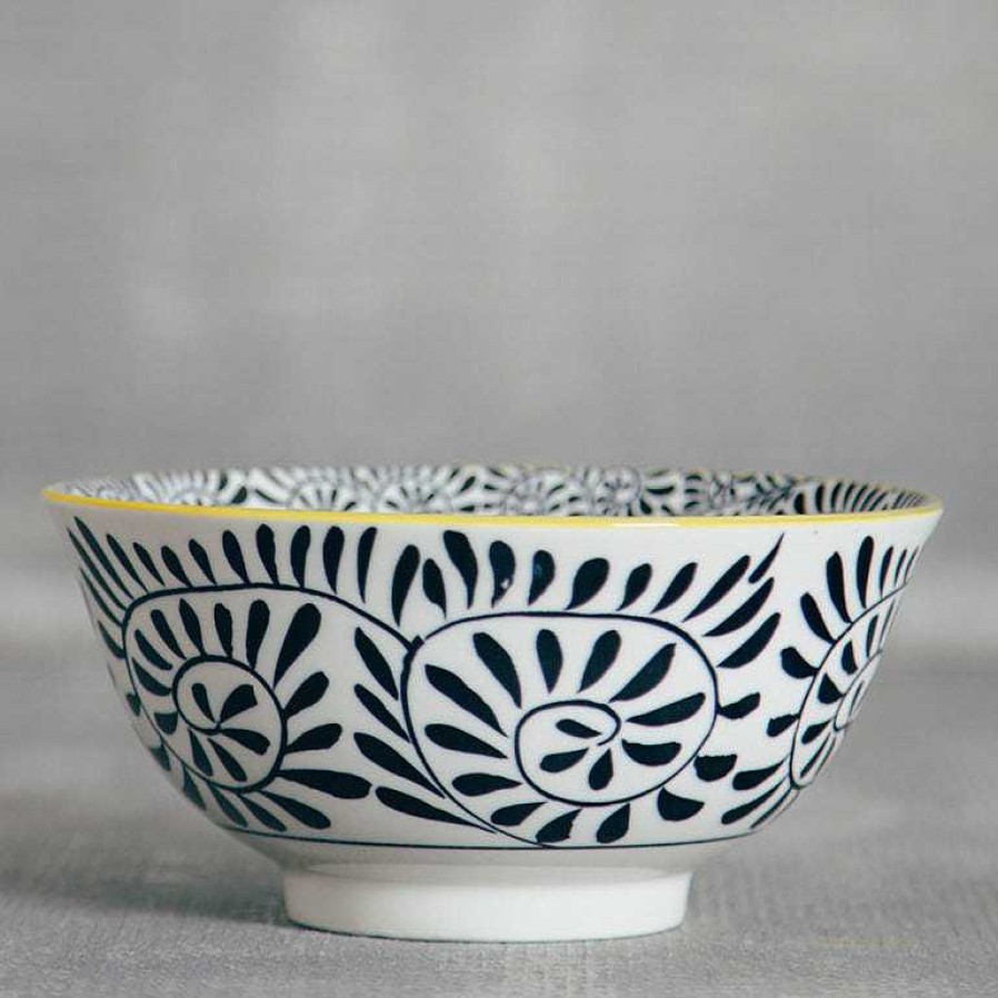 Kitchen Relish Decor | Stamped Bowl - Black Vines