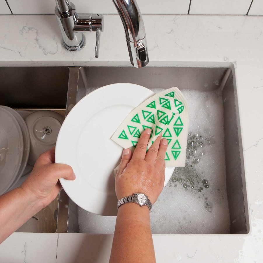 Kitchen Relish Decor | Swedish Dishcloth - Green Triangles