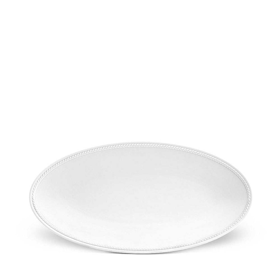 Table Relish Decor | Soie Tress E Small Oval Platter - White