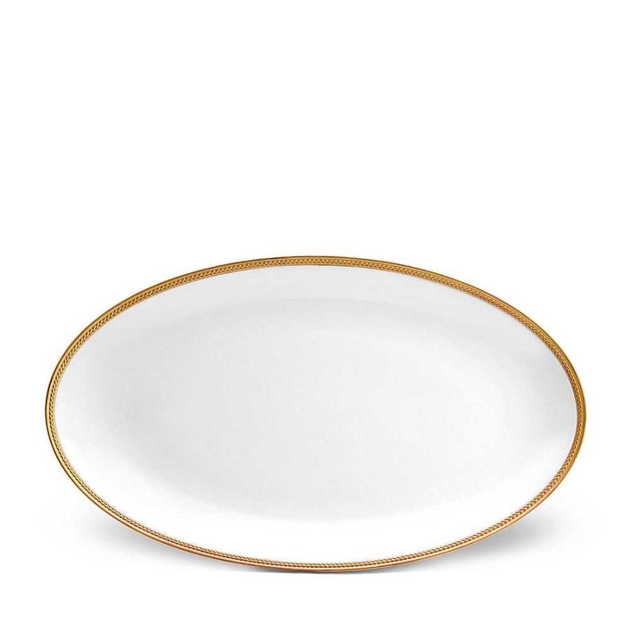 Table Relish Decor | Soie Tress E Large Oval Platter - Gold