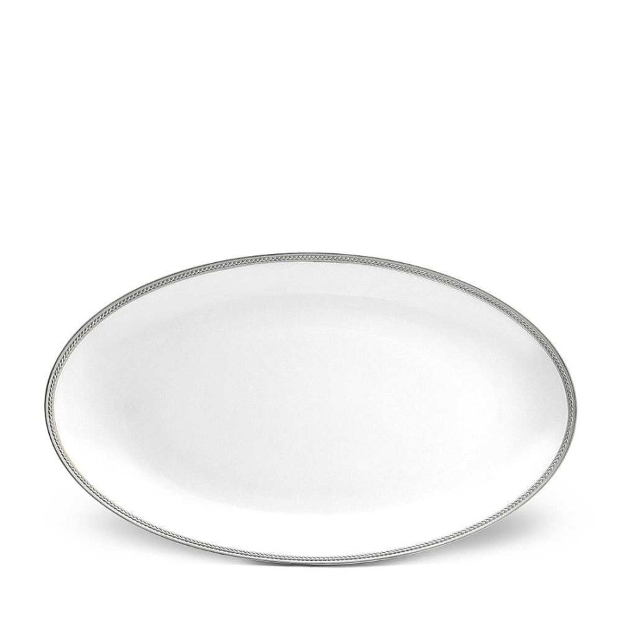 Table Relish Decor | Soie Tress E Large Oval Platter - Platinum