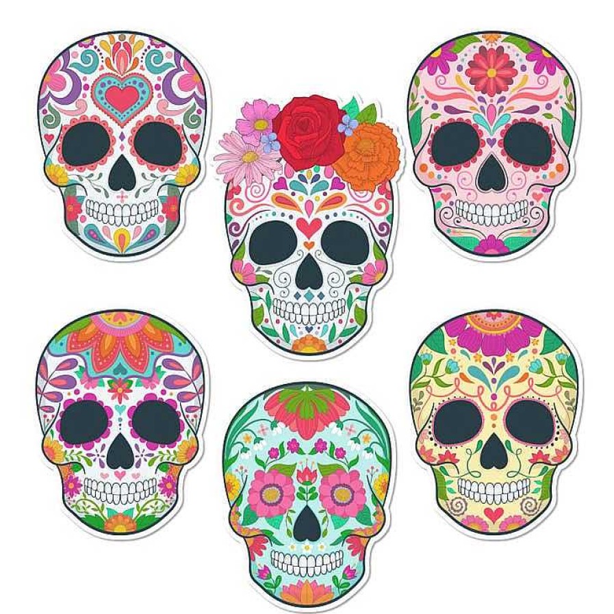 Kitchen Relish Decor | Edible Cupcake Toppers - Sugar Skulls