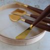 Kitchen Relish Decor | Gold & Wood Cheese Set