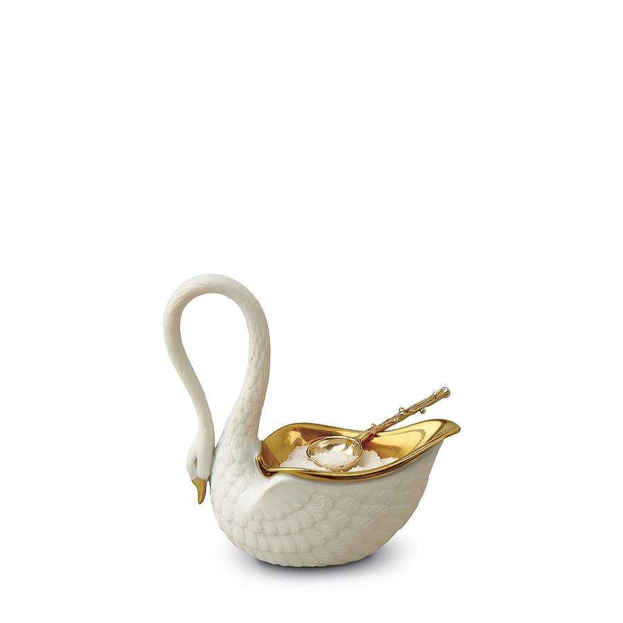 Table Relish Decor | Swan Salt Cellar & Spoon - White