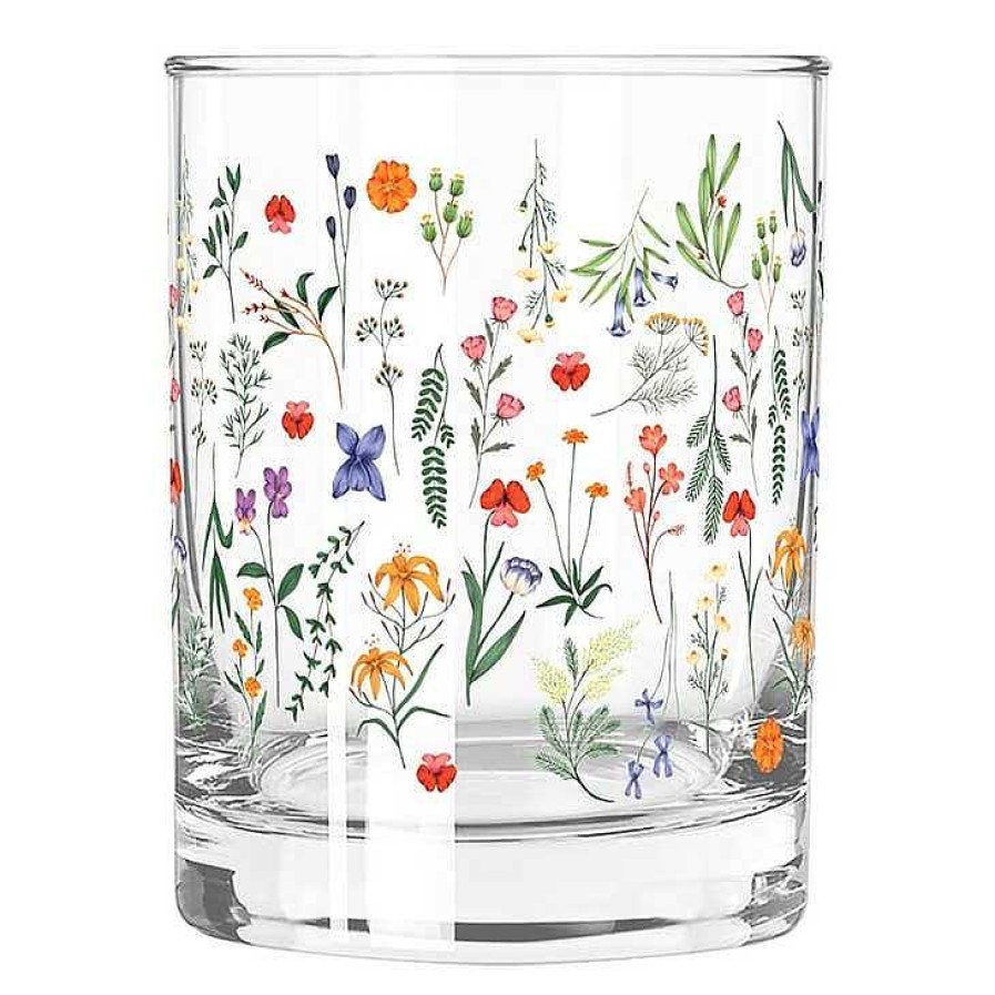 Table Relish Decor | Double Old Fashioned Glass - Boho Flowers