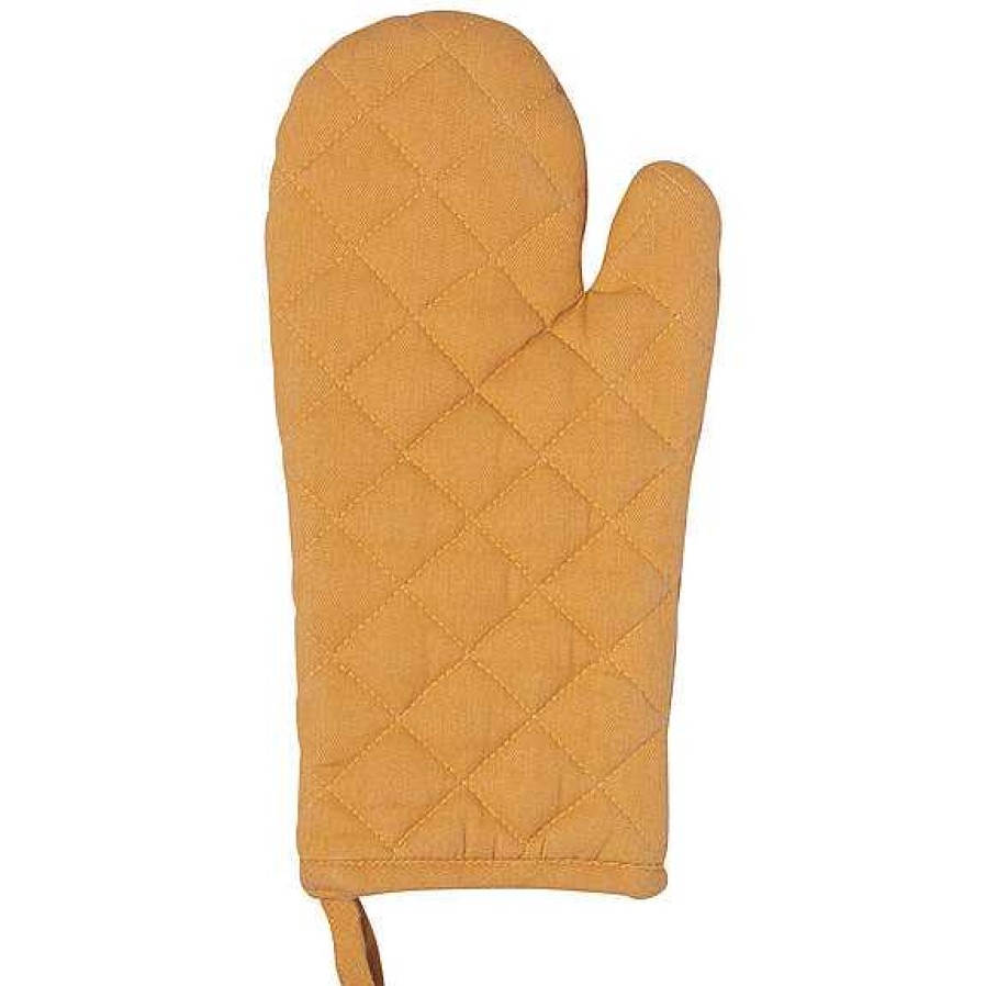 Kitchen Relish Decor | Pot Holder Oven Mitt Set - Ochre