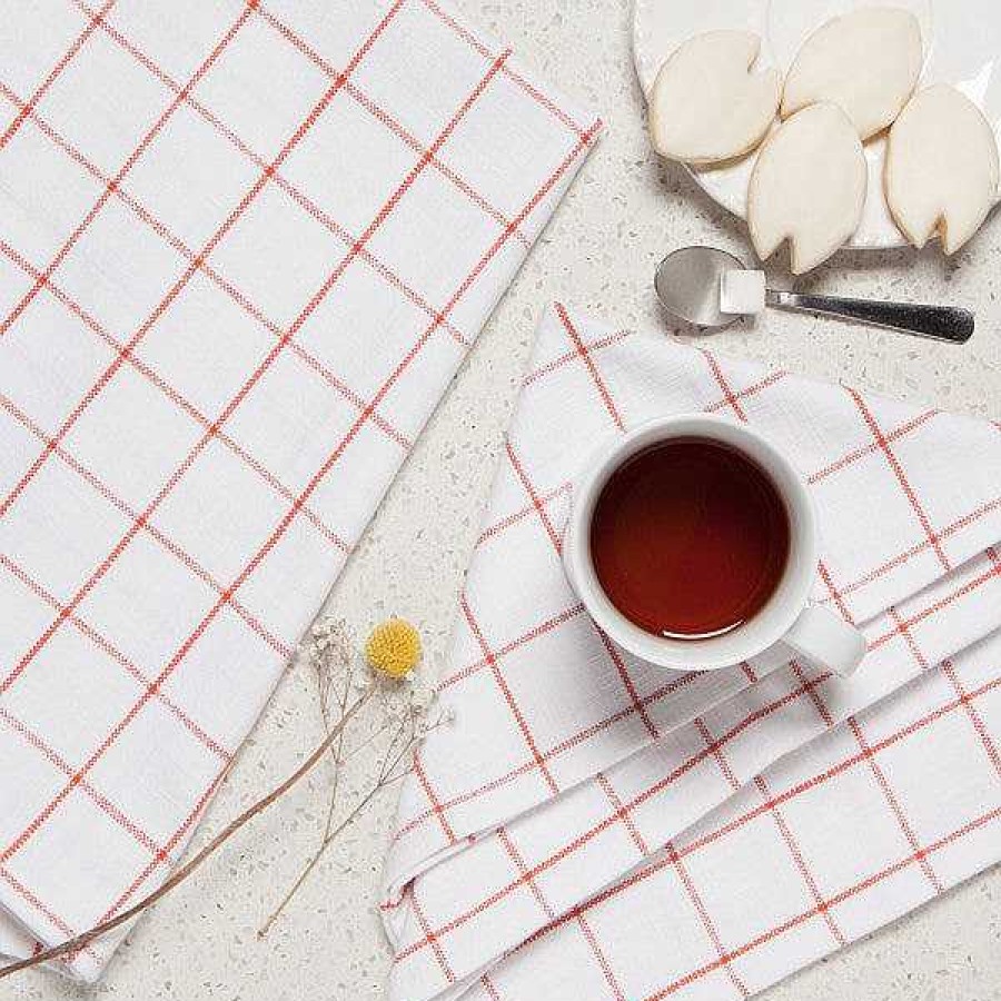 Kitchen Relish Decor | Vintage Heirloom Tea Towels - Clay