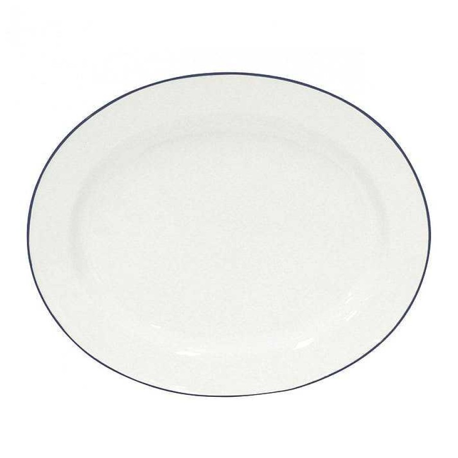 Table Relish Decor | Beja Oval Platter Set - White Blue