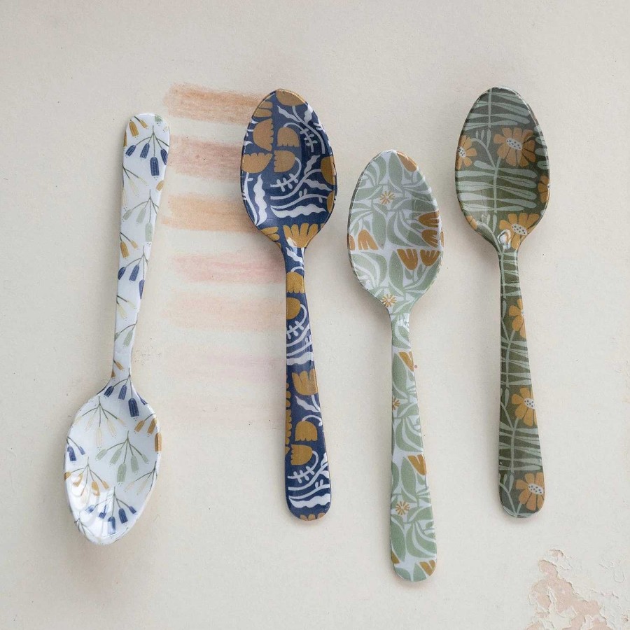 Kitchen Relish Decor | Enameled Spoon - Floral