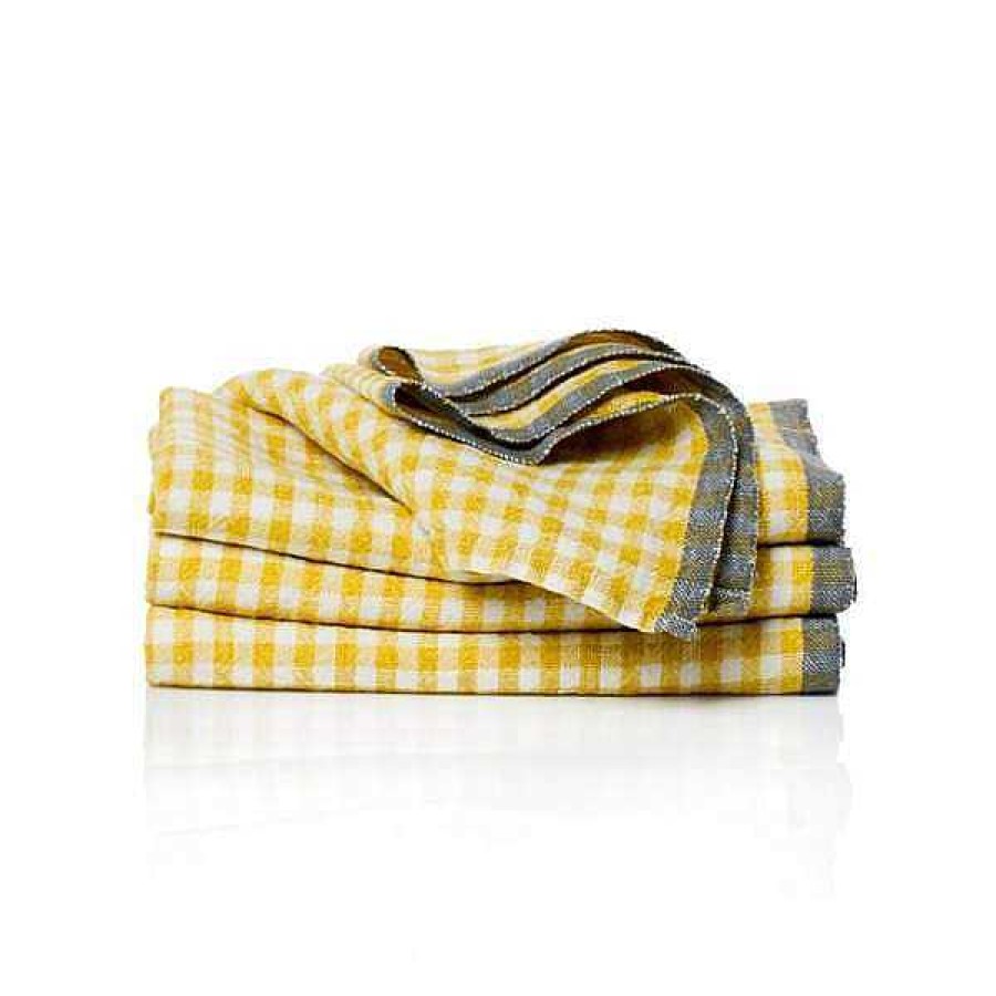 Table Relish Decor | Two-Tone Gingham Napkins - Dijon / Grey