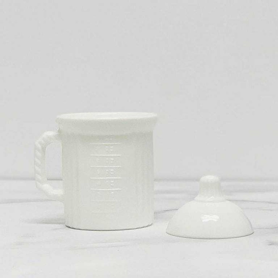 Kitchen Relish Decor | Measuring Jar With Lid - Milk White