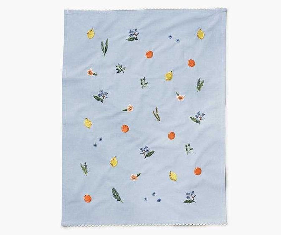 Kitchen Relish Decor | Rifle Paper Co Embroidered Tea Towel - Fruit Stand