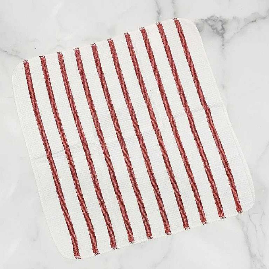 Kitchen Relish Decor | Basketweave Dishcloth - Red