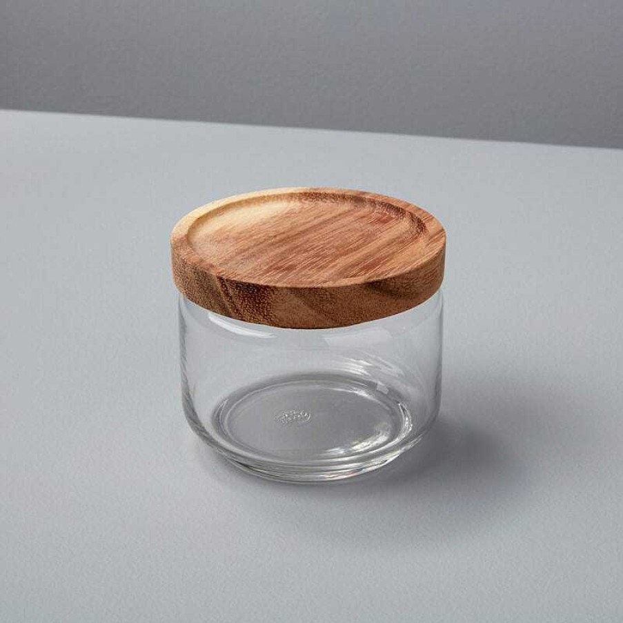 Kitchen Relish Decor | Glass Acacia Small Canister