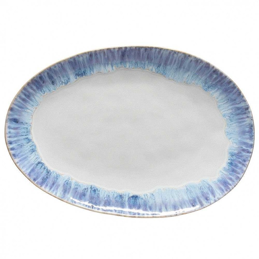 Table Relish Decor | Brisa Large Oval Platter - Ria Blue