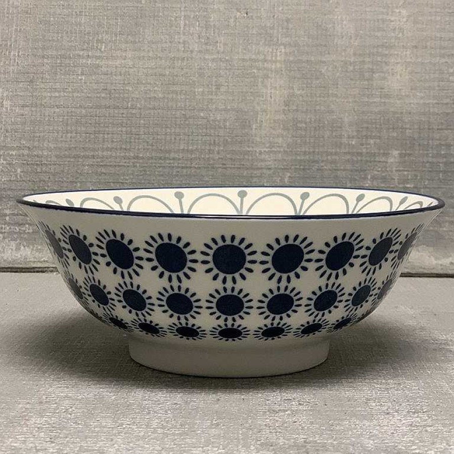 Table Relish Decor | Stamped Serving Bowl - Black Navy Sun