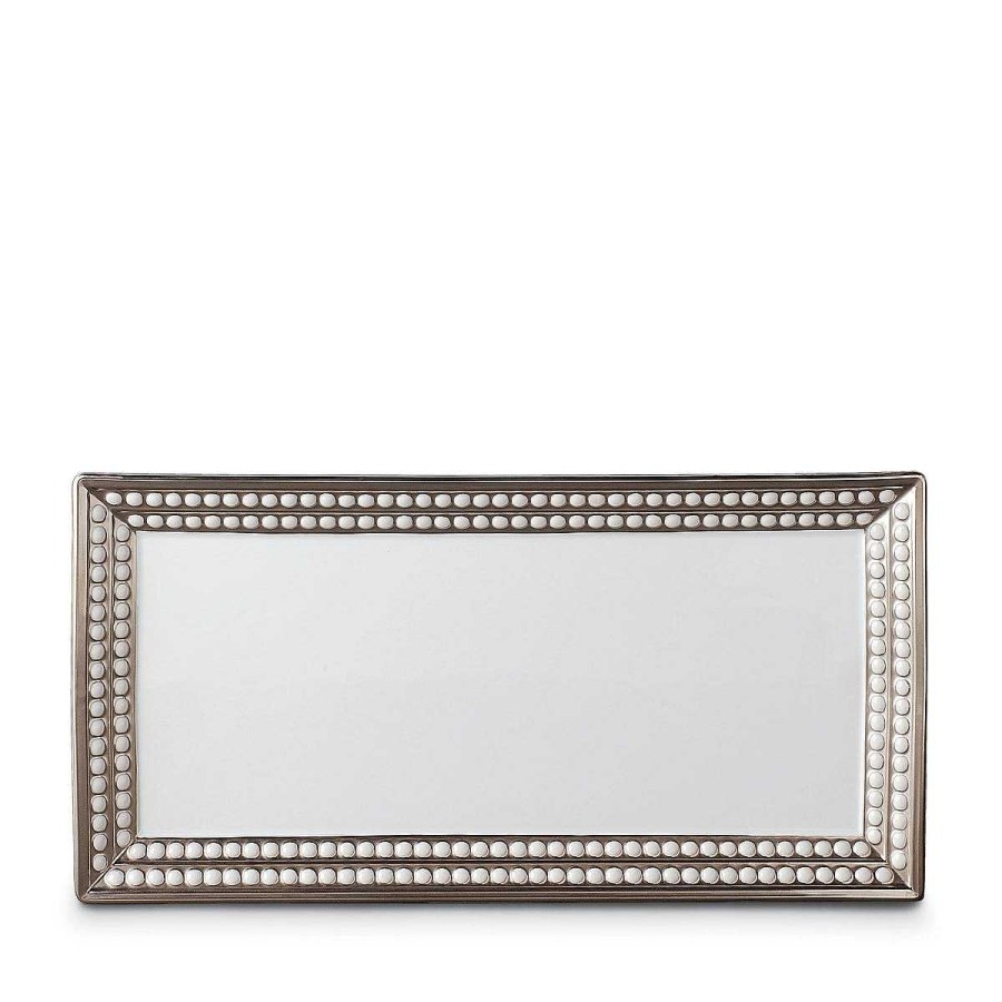 Table Relish Decor | Perl E Rectangular Platter - Platinum