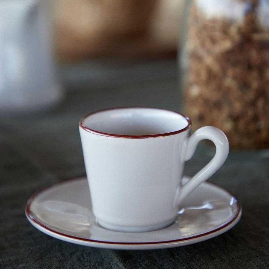 Table Relish Decor | Beja Coffee Cup & Saucer Set - White Red