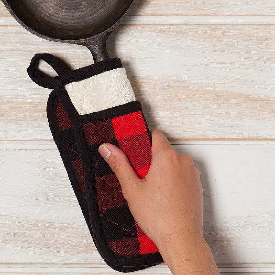 Kitchen Relish Decor | Pot Holder Oven Mitt Set - Buffalo Check