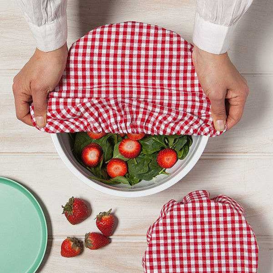 Kitchen Relish Decor | Bowl Cover Set Of 2 - Gingham