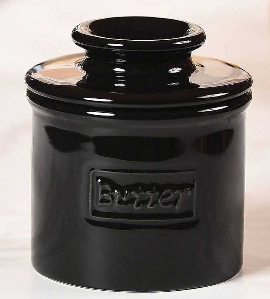 Kitchen Relish Decor | Cafe Butter Bell Crock - Black