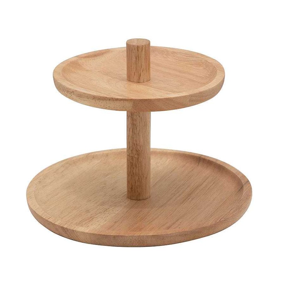 Table Relish Decor | Rubberwood Tiered Tray