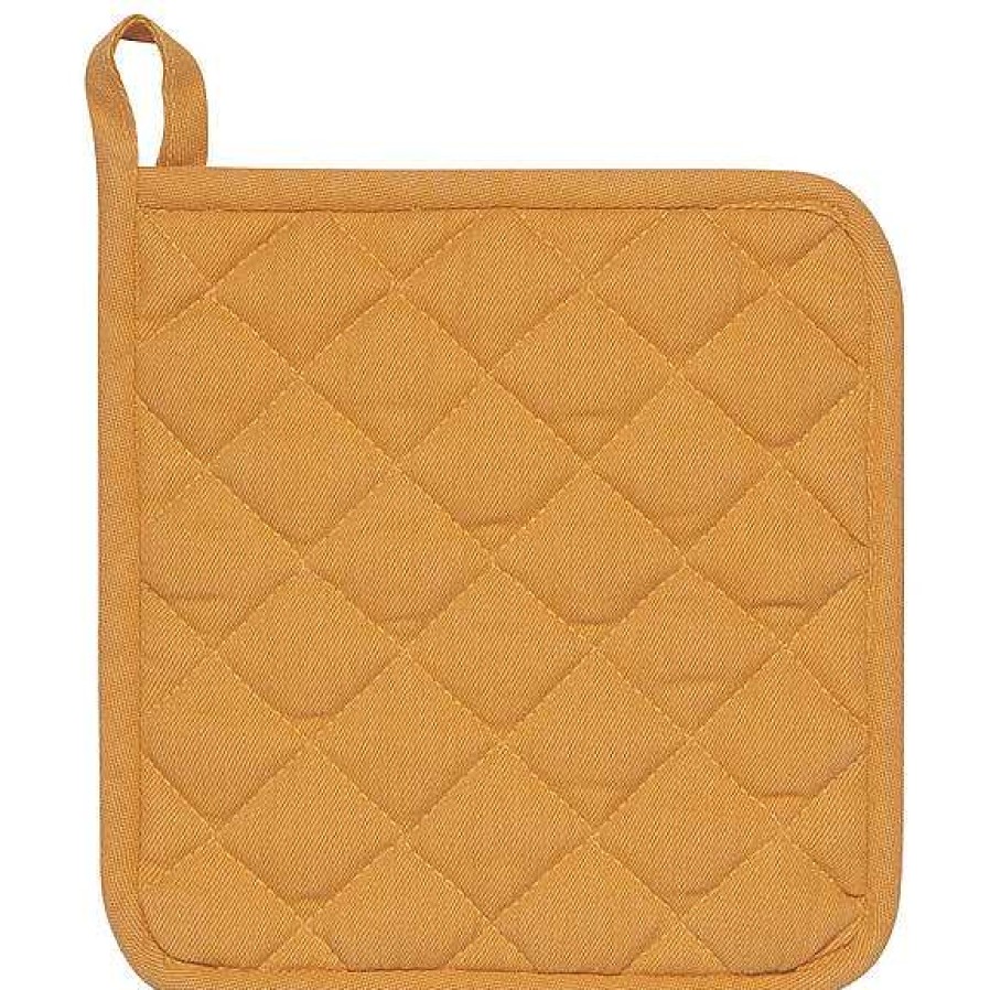 Kitchen Relish Decor | Pot Holder Oven Mitt Set - Ochre