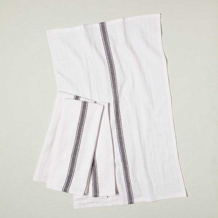 Kitchen Relish Decor | Brooklyn Stripe Towel Set - Black