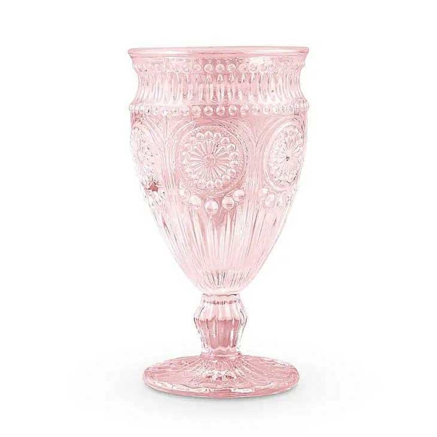 Table Relish Decor | Pressed Glass Wine Goblet - Pink