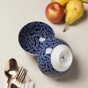 Kitchen Relish Decor | Coupe Stamped Bowl - Indigo Geo