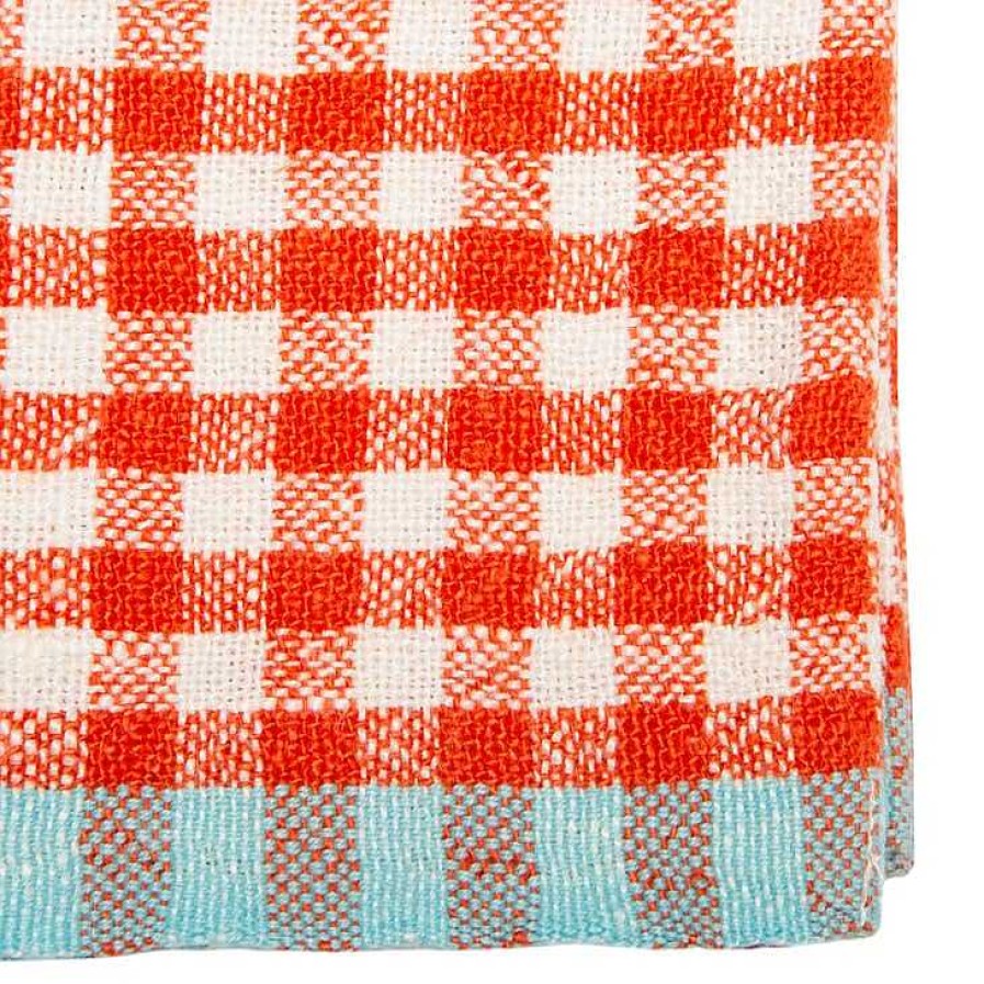 Table Relish Decor | Two-Tone Gingham Napkins - Orange / Aqua