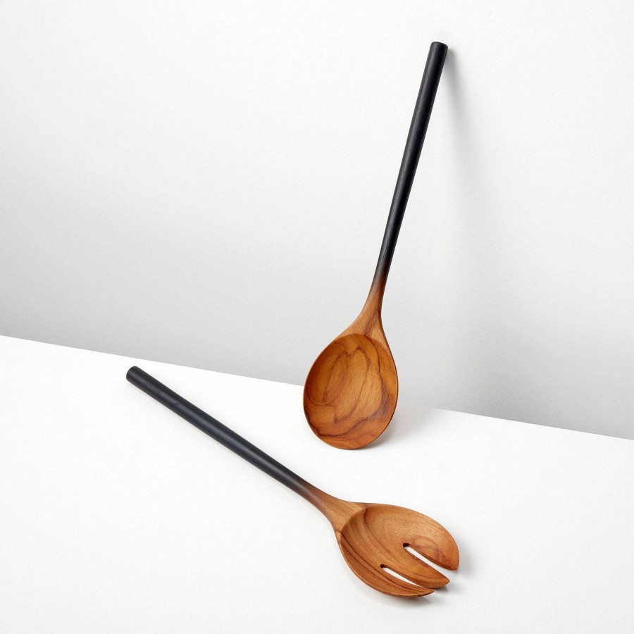 Table Relish Decor | Teak Black Ombre Serving Set