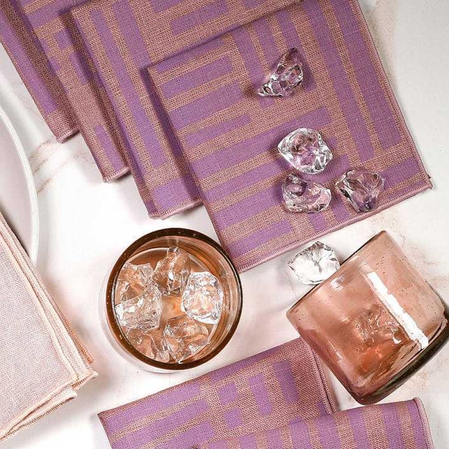 Table Relish Decor | Hand Printed Cocktail Napkin Set - Amethyst