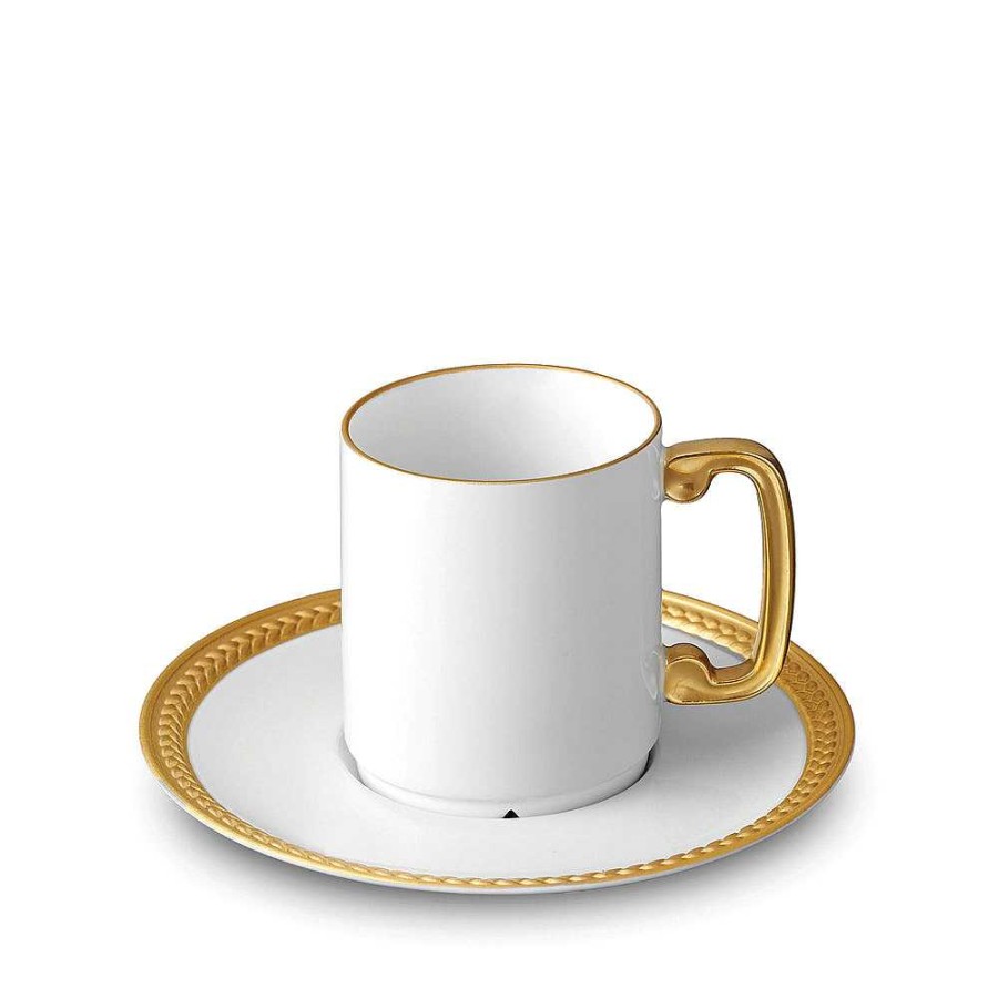 Table Relish Decor | Soie Tress E Espresso Cup & Saucer Set - Gold