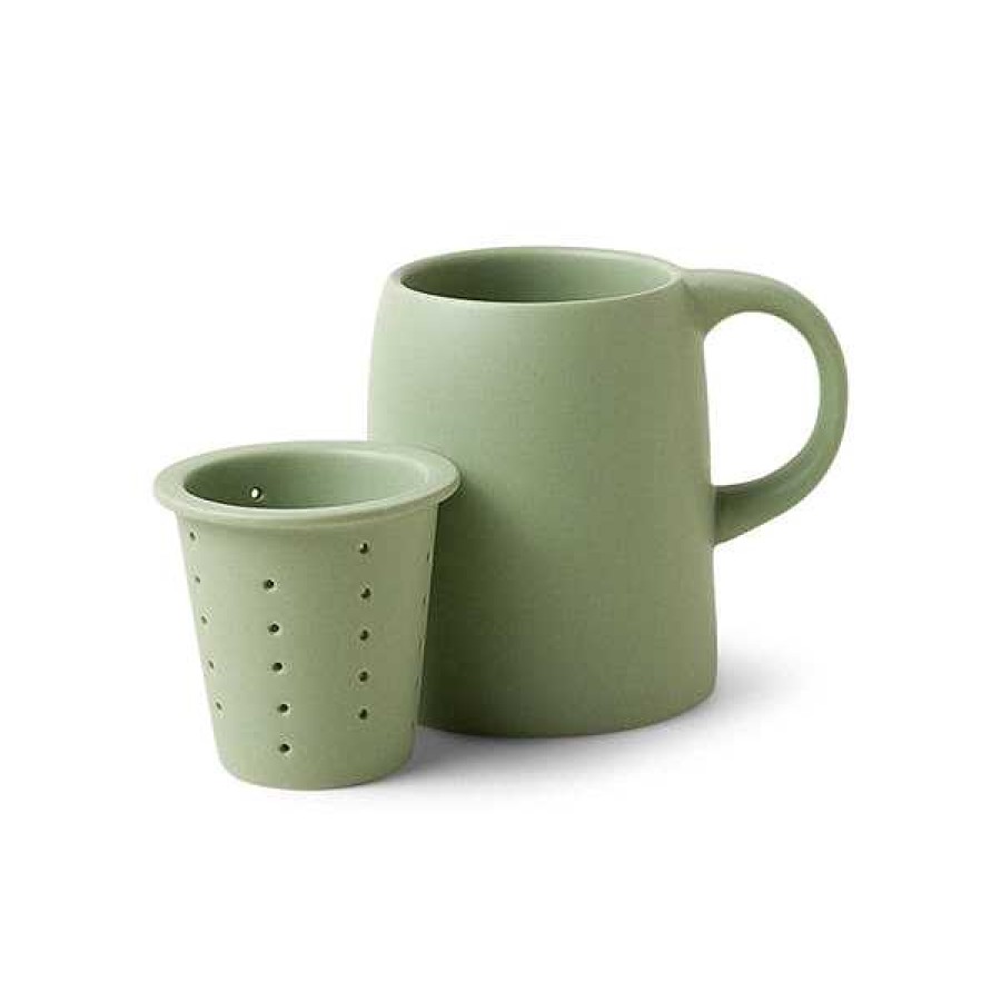 Kitchen Relish Decor | Ceramic Tea Infuser Mug - Sage