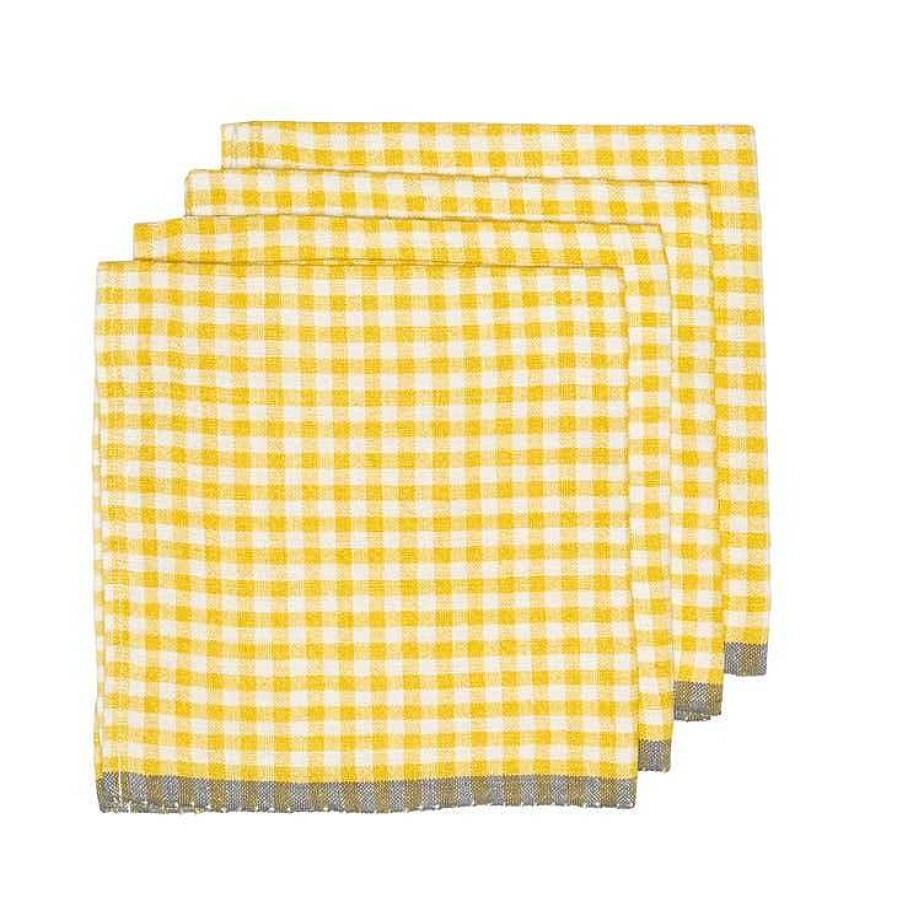 Table Relish Decor | Two-Tone Gingham Napkins - Dijon / Grey