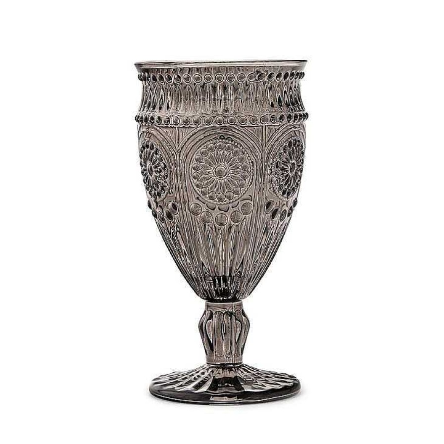 Table Relish Decor | Pressed Glass Wine Goblet - Black