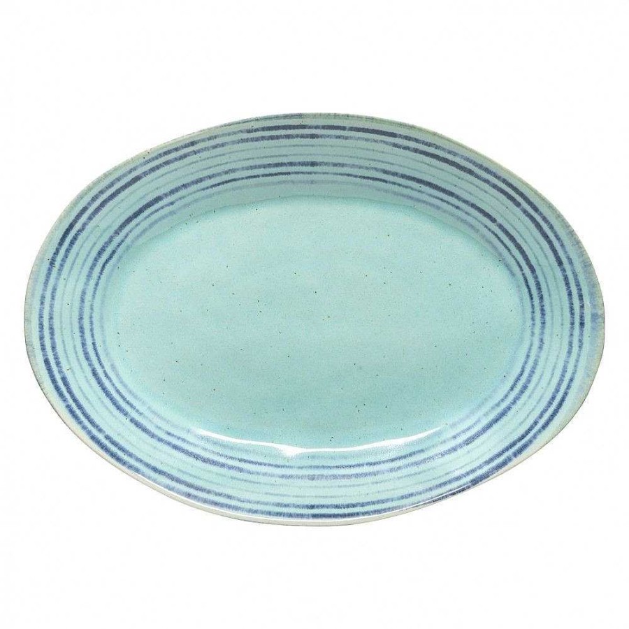 Table Relish Decor | Nantucket Oval Platter - Aqua