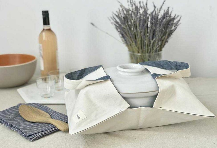 Kitchen Relish Decor | Aplat Chambray Wide Culinary Tote