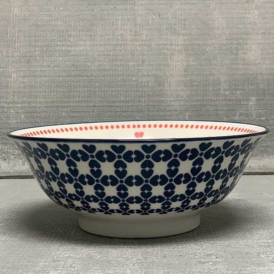 Table Relish Decor | Stamped Serving Bowl - Navy Bird