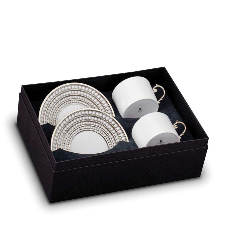 Table Relish Decor | Perl E Tea Cup & Saucer Set - Platinum