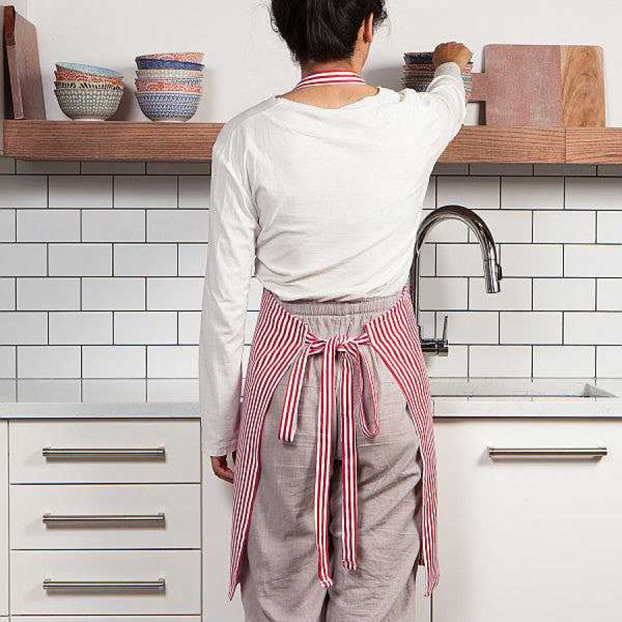 Kitchen Relish Decor | Chef Apron - Pinstripe Red